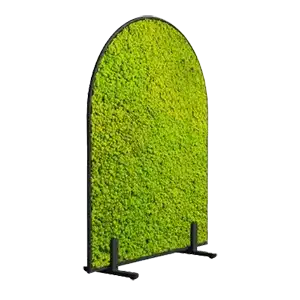 Green moss wall decor panel with arched top.