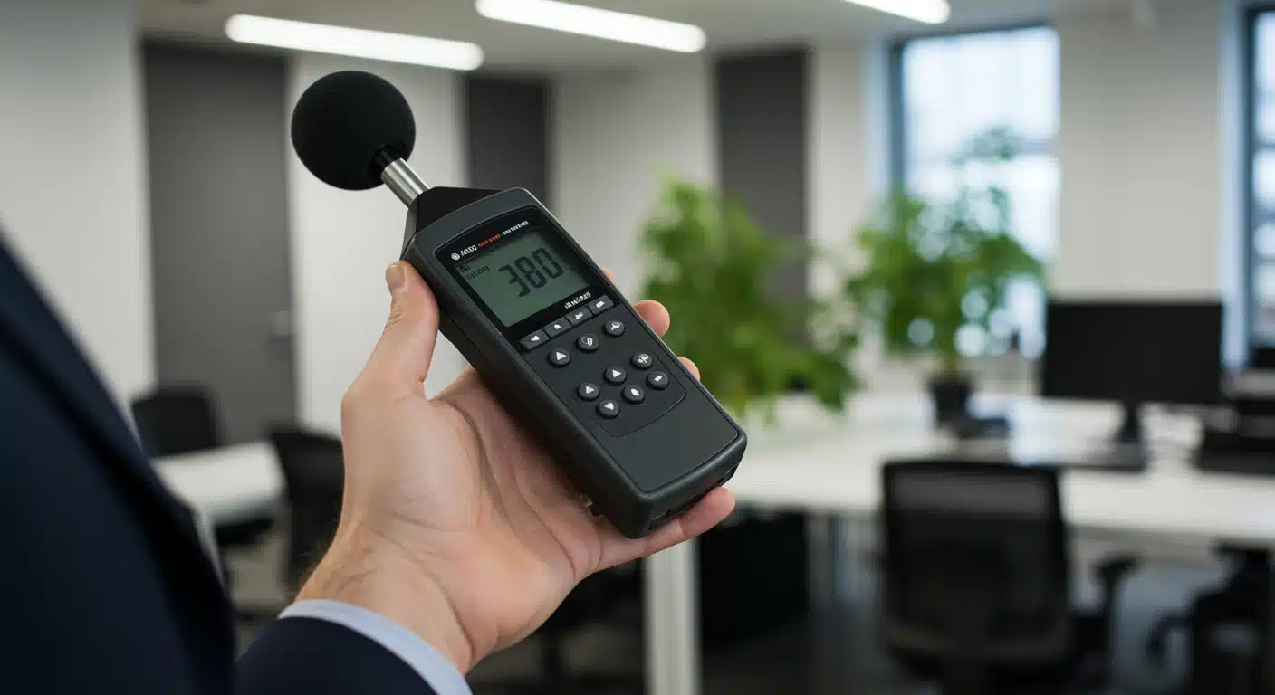 Acoustic measurement and validation process in professional interiors